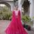 Pink green laheriya print with patchwork faux georgette anarkali gown