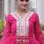 Pink green laheriya print with patchwork faux georgette anarkali gown
