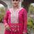 Pink green laheriya print with patchwork faux georgette anarkali gown