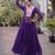 Purple green laheriya print with patchwork faux georgette anarkali gown
