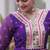 Purple green laheriya print with patchwork faux georgette anarkali gown