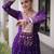 Purple green laheriya print with patchwork faux georgette anarkali gown