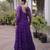 Purple green laheriya print with patchwork faux georgette anarkali gown