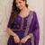 Purple beads thread embroidered mal chanderi anarkali gown set