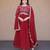 Maroon embroidered faux blooming anarkali gown with dupatta
