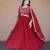 Maroon embroidered faux blooming anarkali gown with dupatta