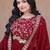 Maroon embroidered faux blooming anarkali gown with dupatta