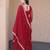 Maroon embroidered faux blooming anarkali gown with dupatta