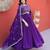 Purple embroidered faux blooming anarkali gown with dupatta