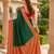 Green soft silk blend saree with zari weaving meenakari design