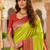 Parrot green soft silk blend saree with zari weaving meenakari design