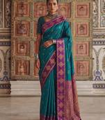 Blue premium soft silk blend traditional saree