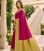 Pink soft silk blend saree with zari weaving meenakari design