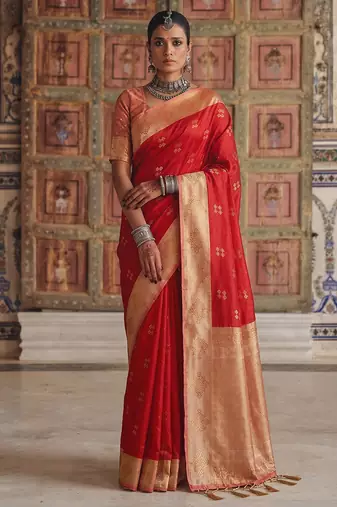 Red premium soft silk blend traditional saree