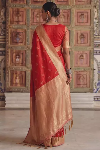 Red premium soft silk blend traditional saree