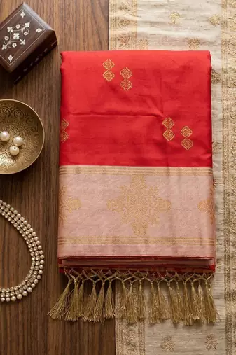Red premium soft silk blend traditional saree