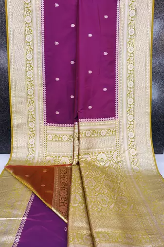 Pink soft silk blend saree with zari weaving meenakari design