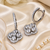 Rhodium finish crystal blossom hoop earrings