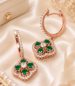 Rose gold finish luxe floral hoop earrings