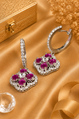 ruby color rhodium finish regal bloom hoop earrings 2