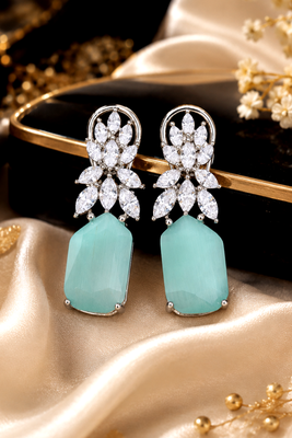 Rhodium Finish Aurora Bloom Drop Earrings 1