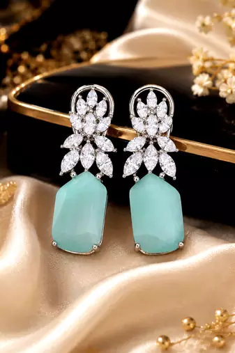 Rhodium Finish Aurora Bloom Drop Earrings