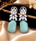 Rhodium Finish Aurora Bloom Drop Earrings