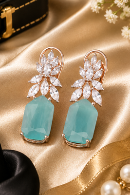 Rose gold finish flora luxe statement earrings 1