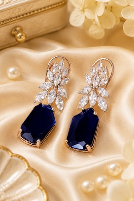 Rose gold finish regal petal drop earrings 1