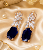 Rose gold finish regal petal drop earrings