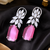 Rhodium finish celeste crystal drop earrings