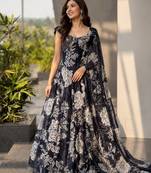 Black Jimmy Organza Corset Lehenga Set with Embroidered Blouse