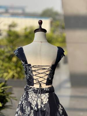 Black Jimmy Organza Corset Lehenga Set with Embroidered Blouse 4