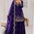 Purple fendy satin embroidered sharara suit set with dupatta