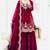 Rani pink fendy satin embroidered sharara suit set with dupatta