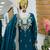 Teal fendy satin embroidered sharara suit set with dupatta