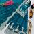 Teal fendy satin embroidered sharara suit set with dupatta