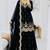 Black fendy satin embroidered sharara suit set with dupatta