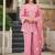 Pink natural satin embroidered sharara suit set with georgette dupatta