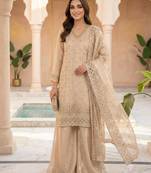 Gold fendy beads & sequin embroidered palazzo suit set
