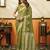 olive cotton blend feel saree with elegant jhallar border