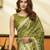 olive cotton blend feel saree with elegant jhallar border