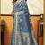 blue cotton blend feel saree with elegant jhallar border