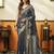 navy blue cotton blend feel saree with elegant jhallar border