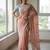 blush pink soft faux georgette embroidered wedding saree