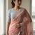 blush pink soft faux georgette embroidered wedding saree