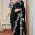 black soft georgette embroidered saree with cutwork border