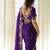 purple soft rangoli silk blend embroidered saree with cutwork border