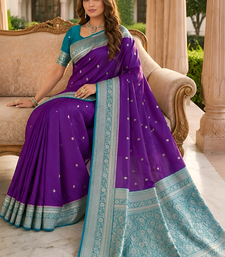 Purple soft silk blend saree with zari weaving meenakari design