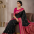 Black soft silk blend saree with zari weaving meenakari design